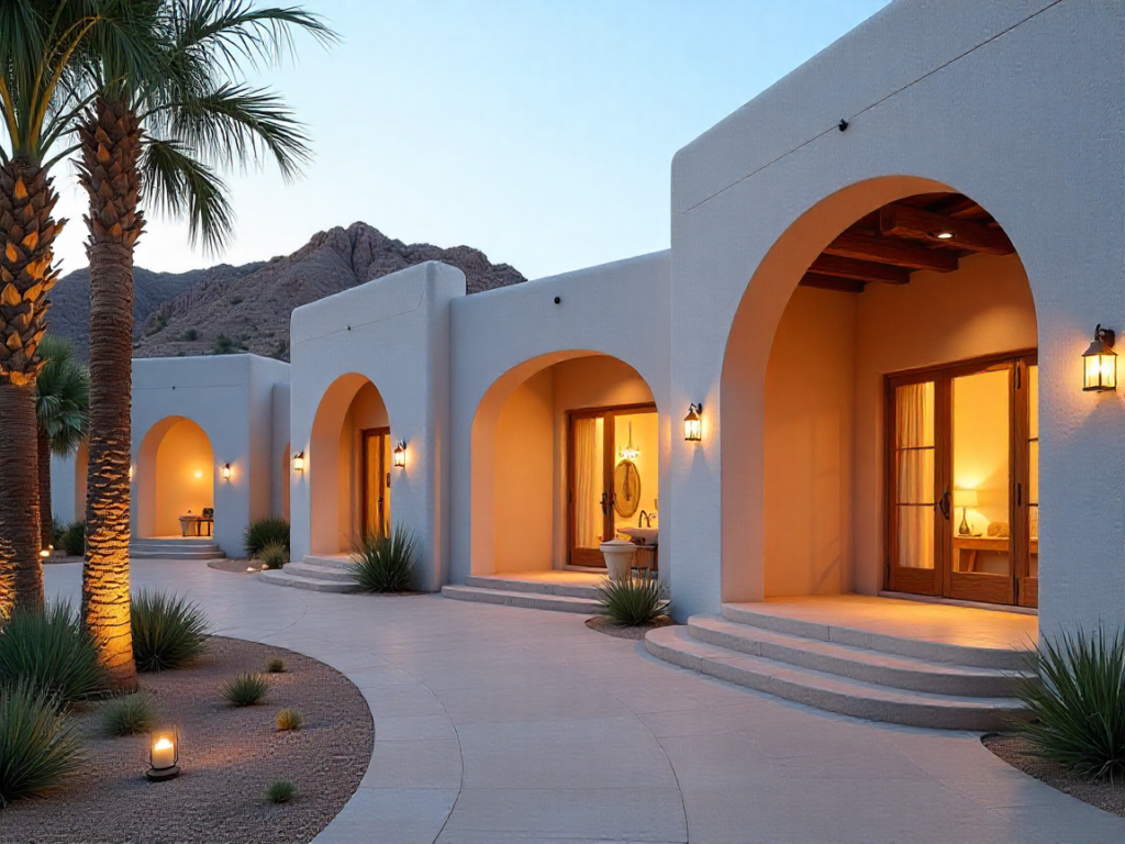 freepik boutique desert resort exterior white stucco arche 61467
